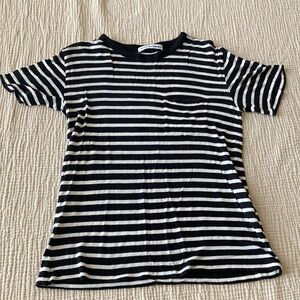 T By Alexander Wang XS Navy Striped Slub Tee